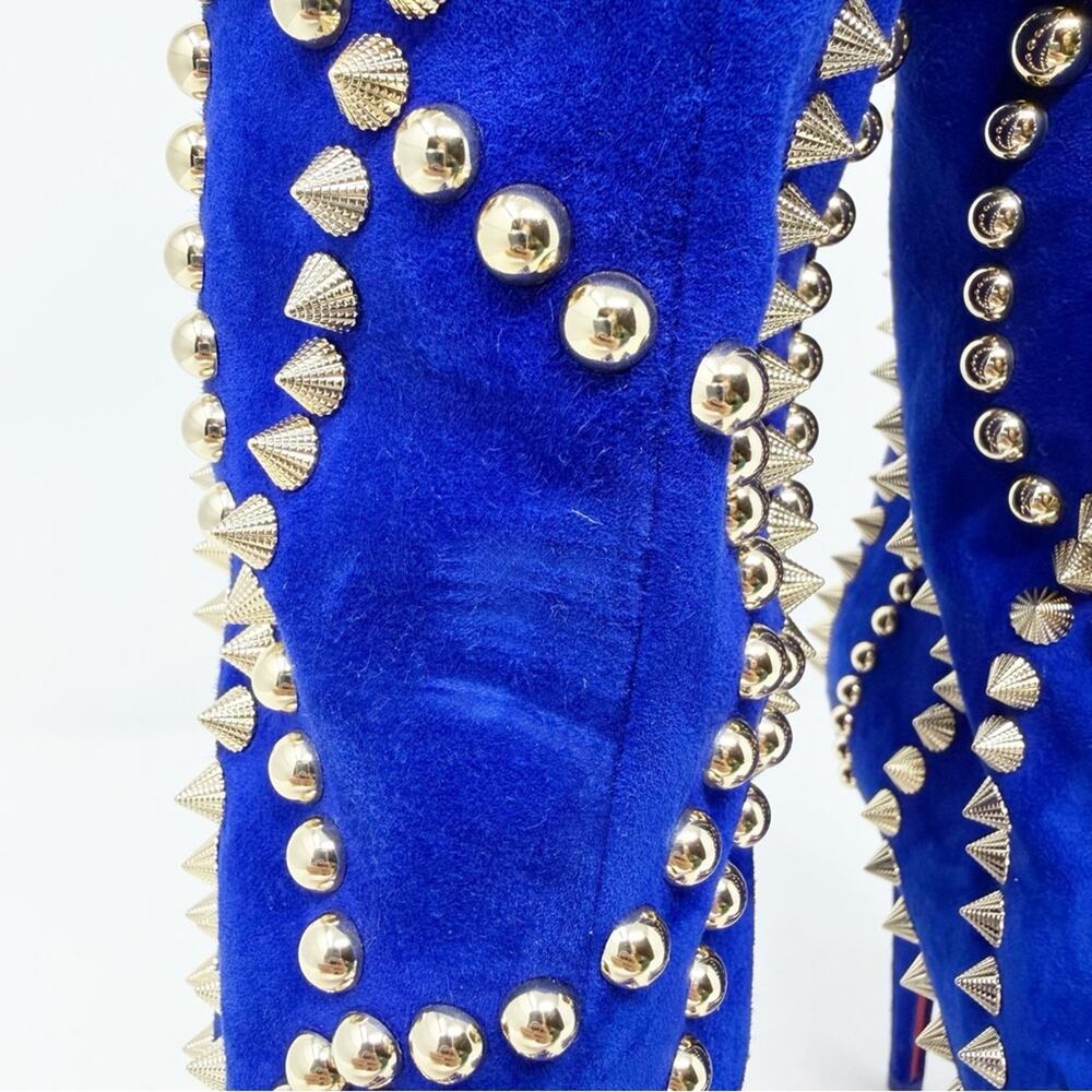 Christian Louboutin Astrilarge Booty Pika Studded Spike Suede Boots Size EU 37 - Picture 5 of 13